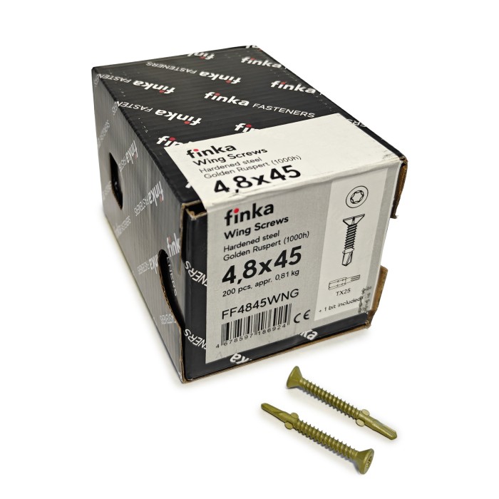 Шурупы флюгельные Finka Wing Screws 4,8x45 TX25 (Golden Ruspert, 200шт)