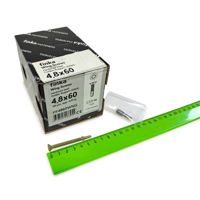 Шурупы флюгельные Finka Wing Screws 4,8x60 TX25 (Golden Ruspert, 180шт)