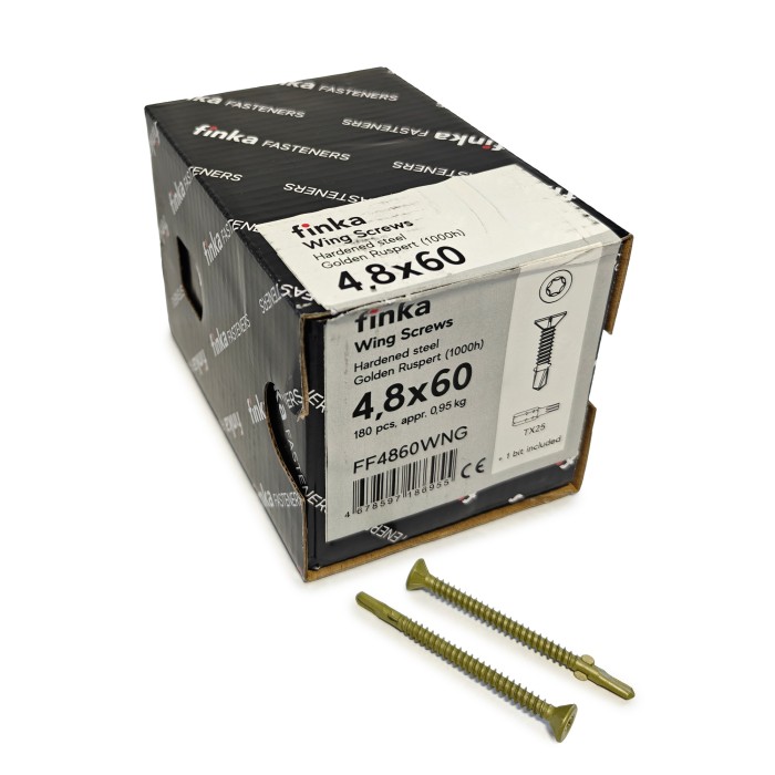 Шурупы флюгельные Finka Wing Screws 4,8x60 TX25 (Golden Ruspert, 180шт)