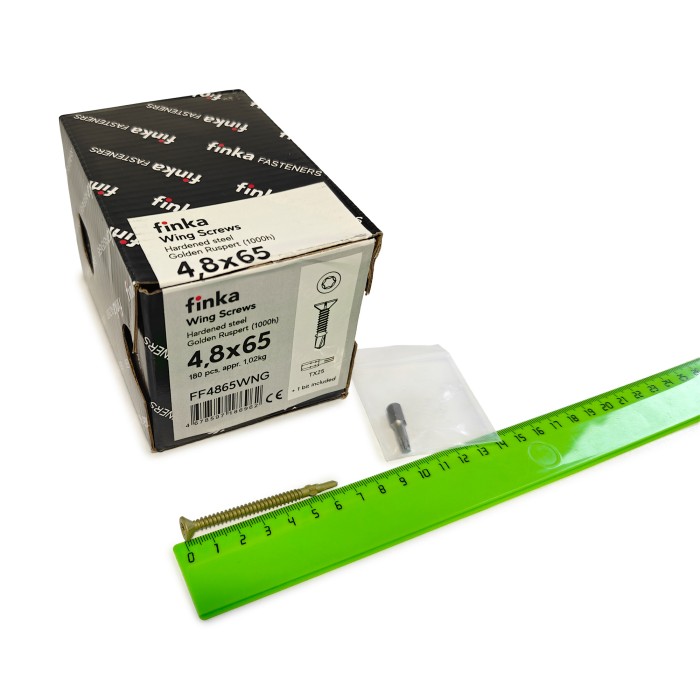 Шурупы флюгельные Finka Wing Screws 4,8x65 TX25 (Golden Ruspert, 180шт)