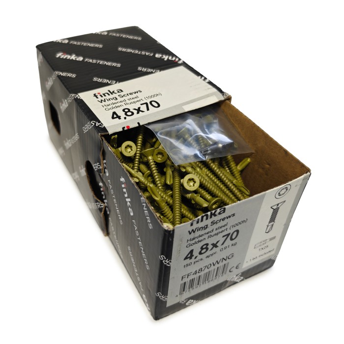 Шурупы флюгельные Finka Wing Screws 4,8x70 TX25 (Golden Ruspert, 150шт)