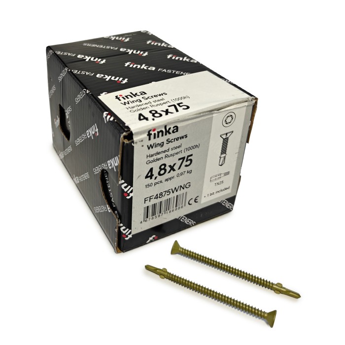 Шурупы флюгельные Finka Wing Screws 4,8x75 TX25 (Golden Ruspert, 150шт)