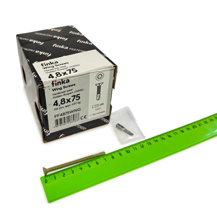 Шурупы флюгельные Finka Wing Screws 4,8x75 TX25 (Golden Ruspert, 150шт)