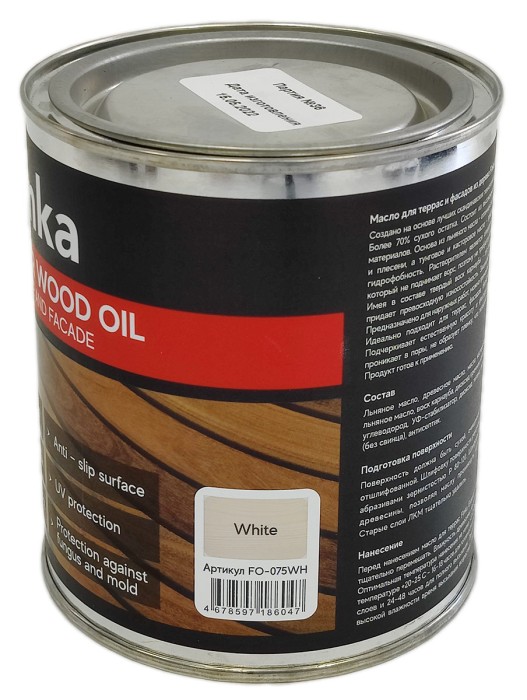 Масло для террас и фасадов Finka Exterior Wood Oil (White) 0.75 L
