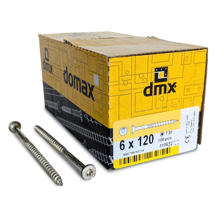 Шурупы конструкционные Domax 6.0x120/80 CS TX30 (Жёлтый цинк, потай, 100шт)