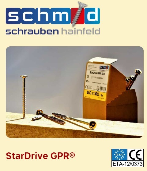Шурупы Schmid StarDrive GPR 6.0x200/64 SK TX30 (Жёлтый цинк, потай, 100шт)
