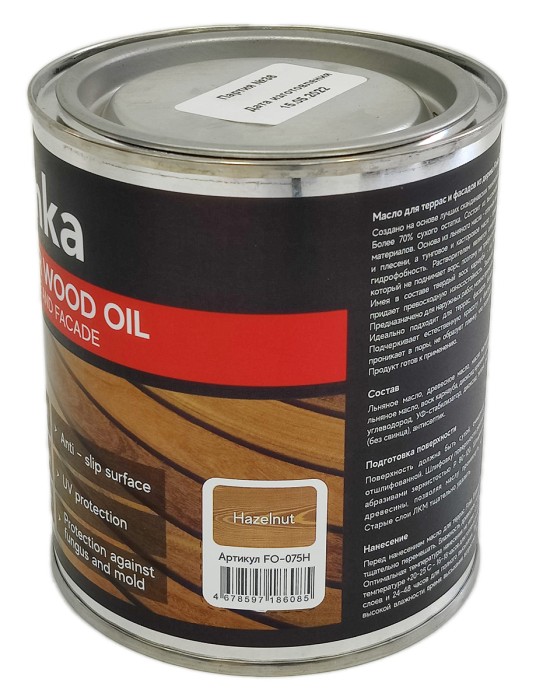 Масло для террас и фасадов Finka Exterior Wood Oil (Нazelnut) 0.75 L